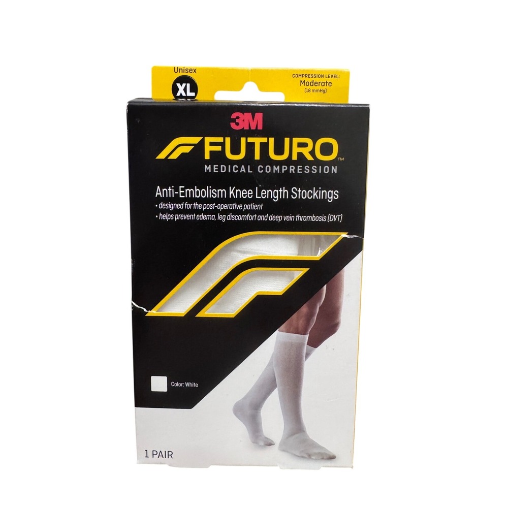 3M Futuro Anti-Embolism Knee Length Stockings XL White Moderate 18mmHg 71059EN